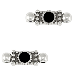 Breloques en m&eacute;tal DQ connecteur Argent&eacute; antique-noir (sans nickel)