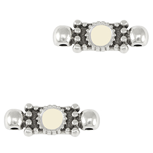 Breloques en m&eacute;tal DQ connecteur Argent&eacute; antique-blanc ivoire (sans nickel)
