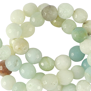 Pierres naturelles Calc&eacute;doine (Quartz) 8mm facett&eacute;es Bleu turquoise multicolore