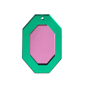 Pendentifs accroche-regard octogone Vert m&eacute;tallique-rose