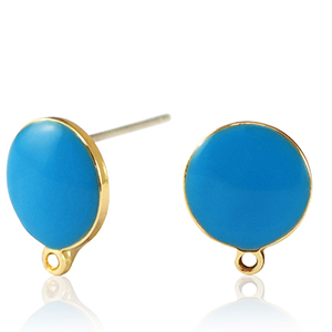 Appr&ecirc;ts en m&eacute;tal DQ puce d'oreille Dor&eacute;-bleu p&eacute;trole (sans nickel)