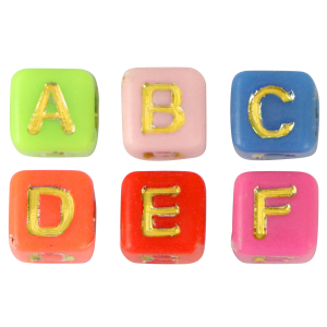 Perles lettres acryliques Multicolore