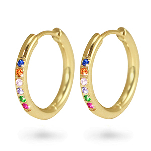 Boucles d'oreilles en acier Inox cr&eacute;oles zirconium 19mm Dor&eacute;