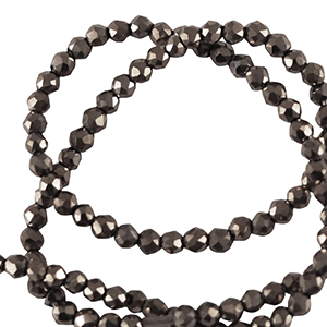 Perles &agrave; facettes rondes 2mm Noir-pearl shine coating