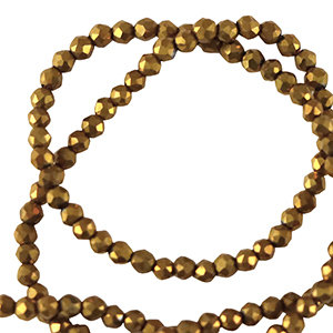 Perles &agrave; facettes rondes 2mm Dor&eacute; antique m&eacute;tallis&eacute;-pearl shine coating
