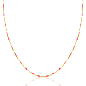 Colliers en acier Inox Rose fuchsia n&eacute;on-dor&eacute;