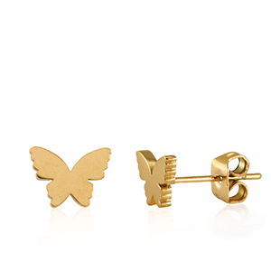 Boucles d'oreilles en acier Inox papillon D&oacute;re