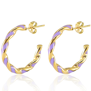 Boucles d'oreilles en acier Inox Lilas-dor&eacute;