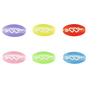 Perles lettres acryliques coeurs Multicolore