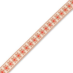 Ruban avec fleurs Blanc-beige
