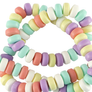 Perles en polym&egrave;re rondelles 7mm Multicolore pastel