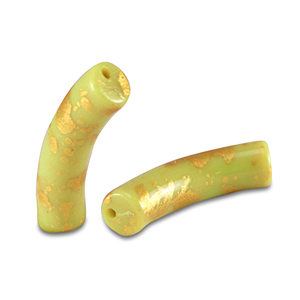 Perles acryliques tube brillante Vert lime-dor&eacute;