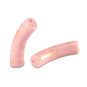Perles acryliques tube brillante Rose clair-dor&eacute;