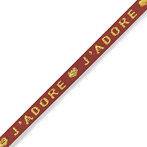 Ruban texte "j'adore" Rouge rouille