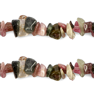 Perles Chips Tourmaline Multicolore vert-rose