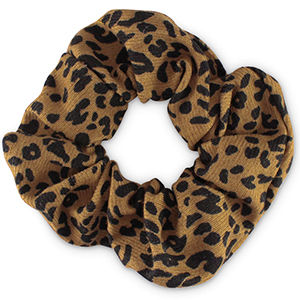 Chouchous pour cheveux imprim&eacute; l&eacute;opard Marron bronze-noir