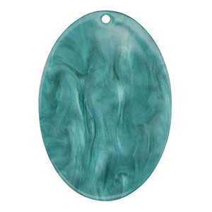 Pendentifs en r&eacute;sine ovale Bleu p&eacute;trole