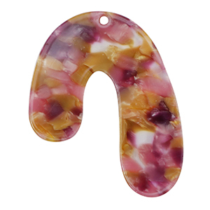 Pendentifs en r&eacute;sine organique Rose-pourpre dor&eacute;