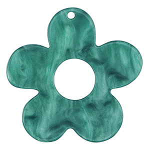 Pendentifs en r&eacute;sine fleur Bleu p&eacute;trole