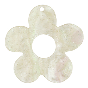 Pendentifs en r&eacute;sine fleur paillet&eacute; Blanc cachemire