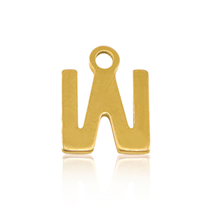 Breloques en acier Inox alphabet lettre W Dor&eacute;