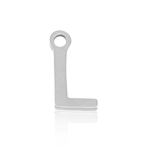 Breloques en acier Inox alphabet lettre L Argent&eacute;