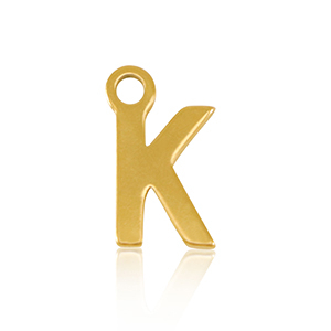 Breloques en acier Inox alphabet lettre K Dor&eacute;