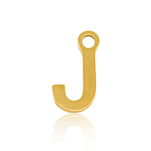 Breloques en acier Inox alphabet lettre J Dor&eacute;