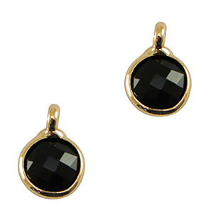 Pendentifs en verre Crystal Glass 7mm Noir-dor&eacute;