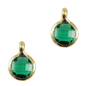 Pendentifs en verre Crystal Glass 7mm Vert-dor&eacute;