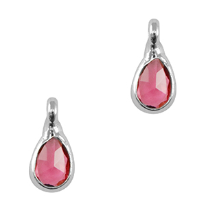 Pendentifs en verre Crystal Glass goutte Rose-argent&eacute;
