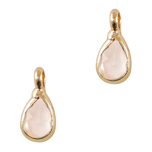 Pendentifs en verre Crystal Glass goutte Rose clair-dor&eacute;