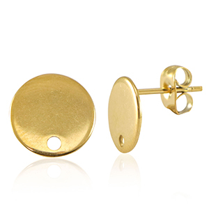 Appr&ecirc;ts en acier Inox boucles d'oreilles / puces d&rsquo;oreilles avec anneau 10mm Dor&eacute;