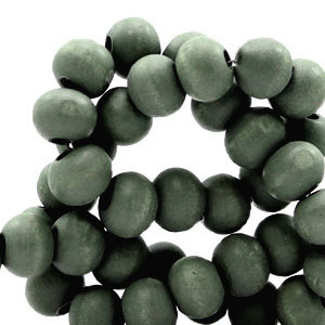 Perles en bois rond 8mm Gris fonc&eacute;