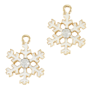 Breloques en m&eacute;tal Basic Quality flocon de neige Dor&eacute;-blanc