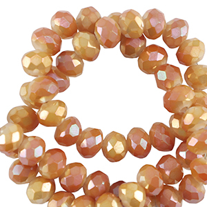 Perles &agrave; facettes 8x6mm disque Heishi Orange brillant-pearl shine coating
