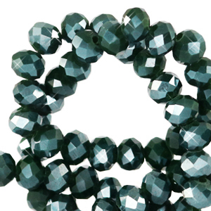 Perles &agrave; facettes 3x2mm disque Heishi Vert for&ecirc;t-pearl shine coating