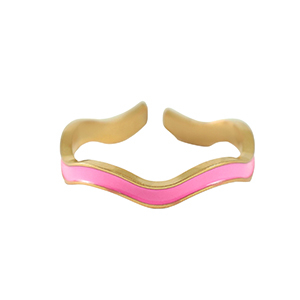 Bagues en acier Inox Dor&eacute;-rose ne&oacute;n