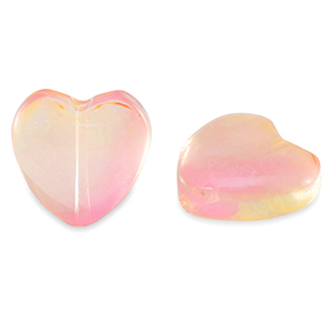 Perles en verre coeur Rose p&ecirc;che