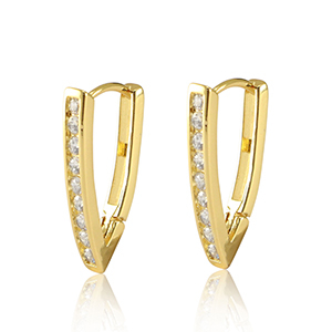 M&eacute;tal TQ laiton boucles d'oreilles zirconium Dor&eacute;