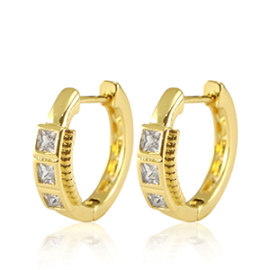 M&eacute;tal TQ laiton boucles d'oreilles zirconium Dor&eacute;