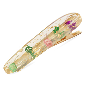 Accessoires pour cheveux pince &agrave; cheveux avec fleurs s&eacute;ch&eacute;es Violet rose vert-dor&eacute;