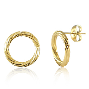 Boucles d'oreilles en acier Inox 14mm Dor&eacute;