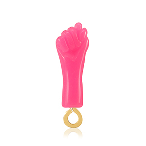 Pendentifs en r&eacute;sine "Mano Fico" Rose n&eacute;on-dor&eacute;