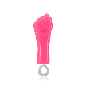 Pendentifs en r&eacute;sine "Mano Fico" Rose n&eacute;on-argent&eacute;