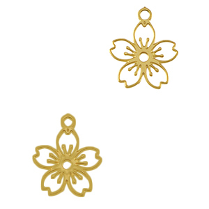 Breloques en acier Inox fleur Dor&eacute;