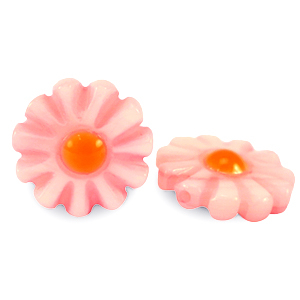 Perles coquillage fleur Rose past&egrave;que-orange
