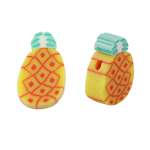 Perles en polym&egrave;re ananas Jaune-vert