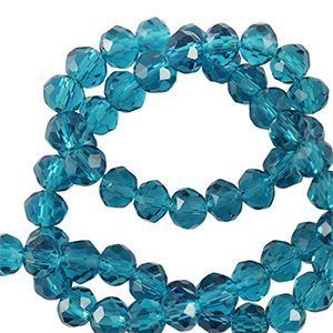 Perles &agrave; facettes 4x3mm disque Heishi Bleu sarcelle