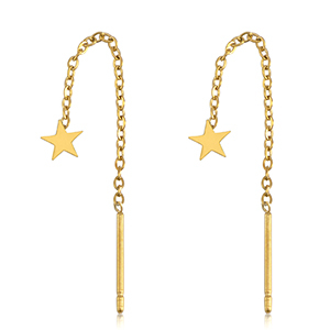 Boucles d'oreilles en acier Inox &eacute;toile Dor&eacute;